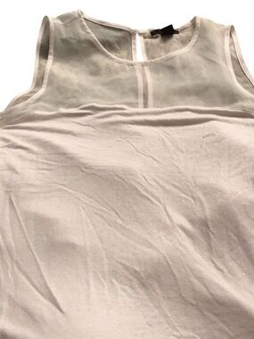 H&M size large white shimmer/ sheer  sleeveless top key hole back button